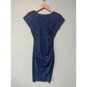 Vintage All That Jazz Women's‎ Clinched Blue and Black Floral Dress Size 7